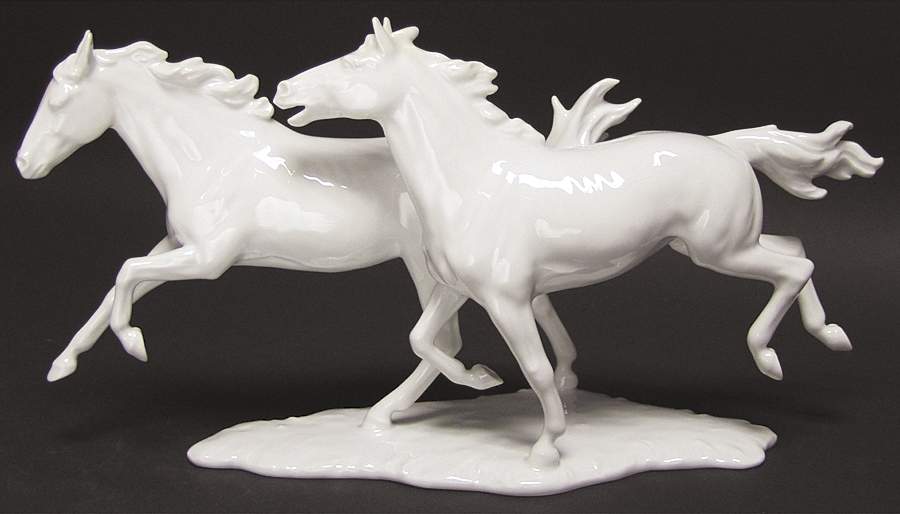 Horses Two Horses-White Glaze - Boxed by Kaiser-1
