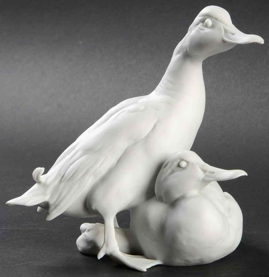 Birds Mallard Duck-Pair-White Bisque - Boxed by Kaiser-1
