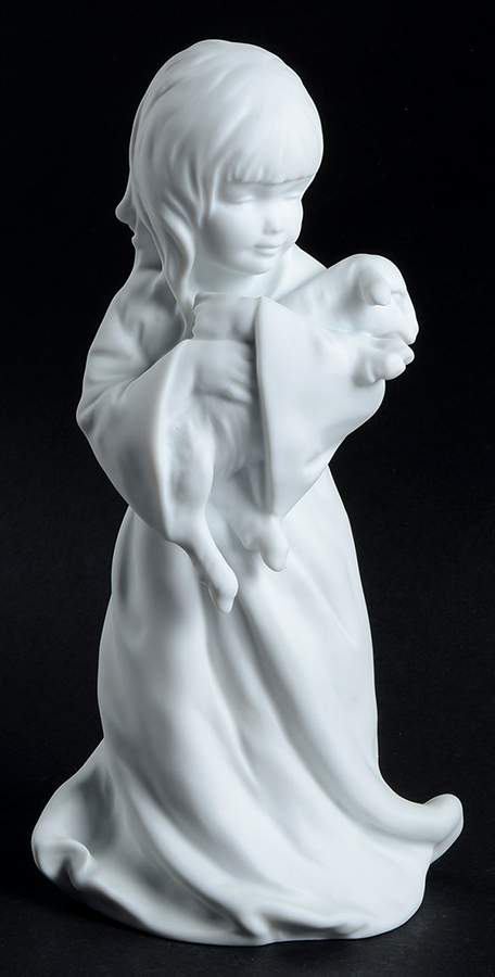 Children Girl With Lamb (White Bisque) - No Box by Kaiser-1