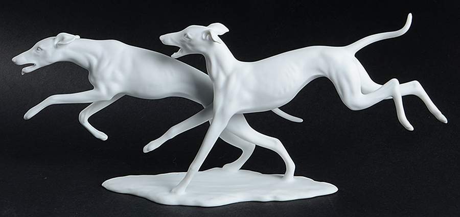 Dogs Whippets-White Bisque - With Box by Kaiser-1