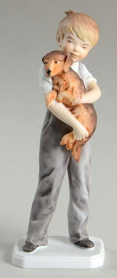 Children Boy W/Dachshund (Color Bisque) - Boxed by Kaiser-1