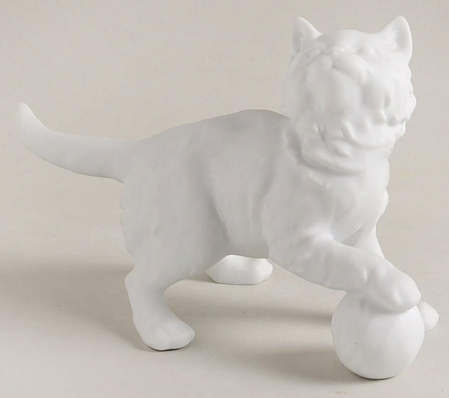 Cats Cat With Ball-White Bisque - Boxed by Kaiser-1