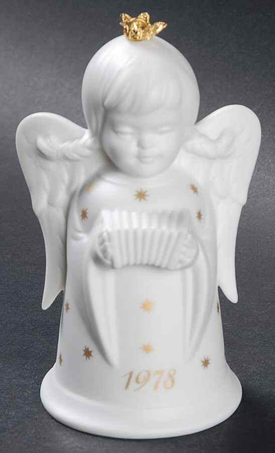Christmas Bell 1978-Angel With Accordion - No Box-Bell Motif 2-White by Kaiser-1