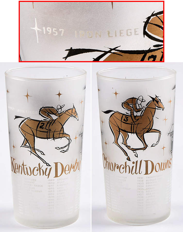 Kentucky Derby Official Glassware 1958 - Iron Liege On Rump-1957 Style - No Box by Kentucky Derby-1