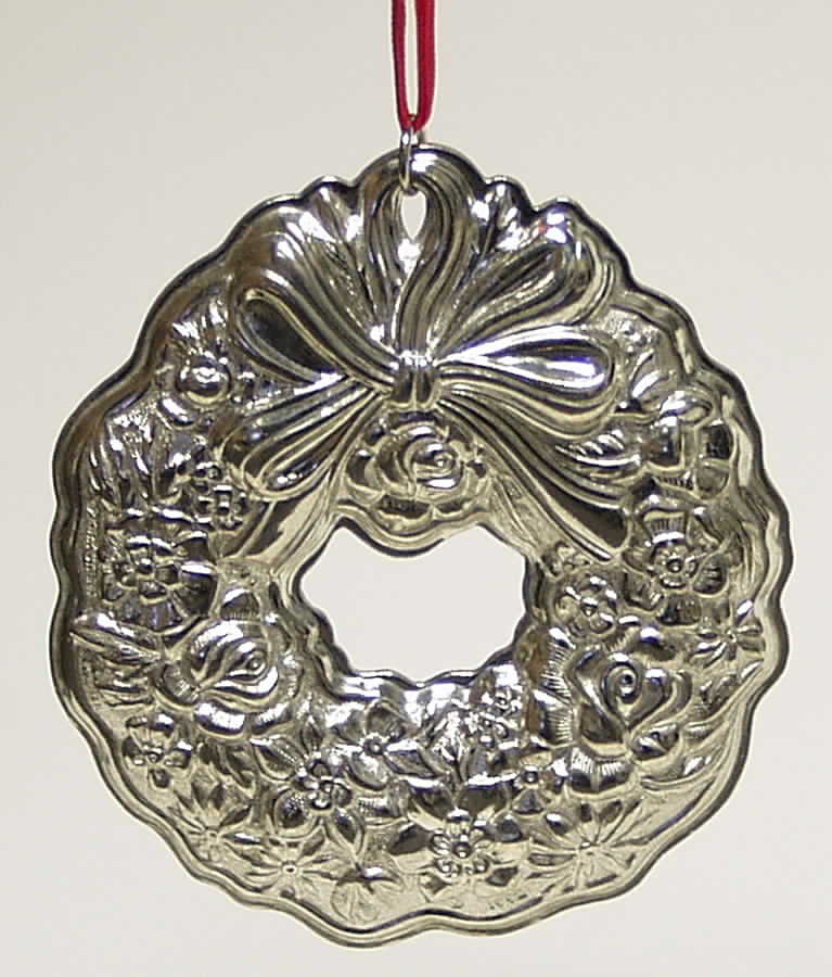 Christmas Ornament Repousse Wreath-Pewter - No Box by Kirk Stieff-1