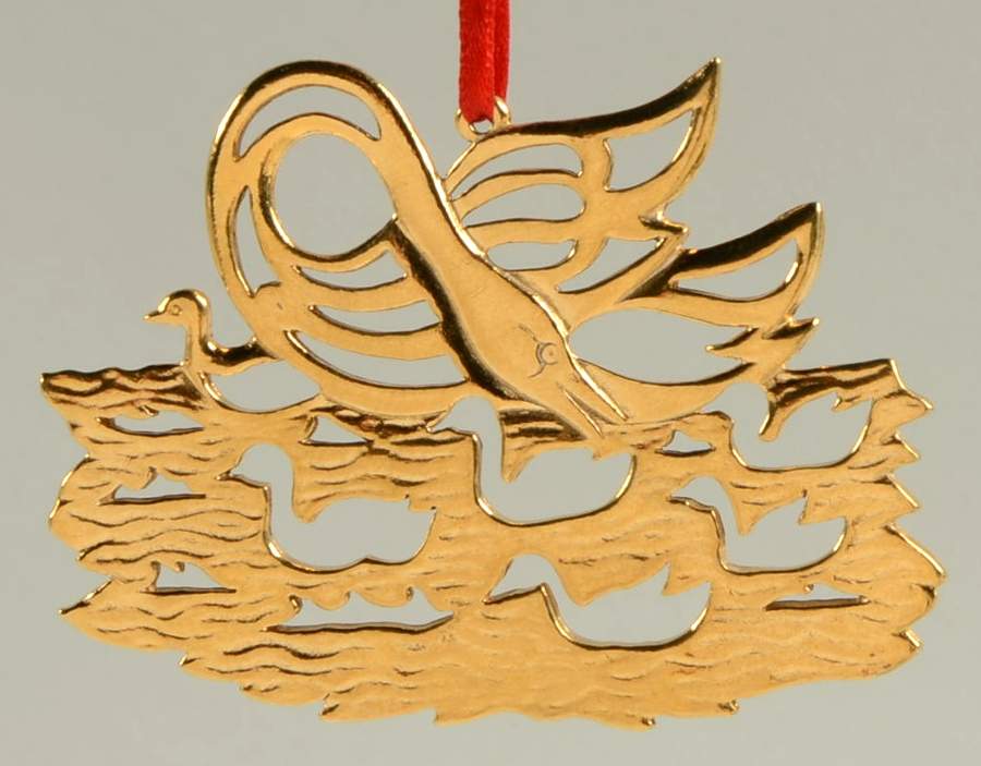 Twelve Days of Christmas 7 Swans A Swimming-Goldplate - Boxed by Kirk Stieff-1