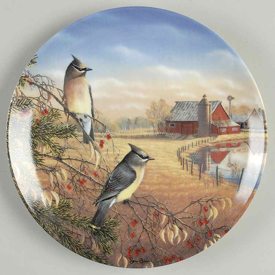 Birds of The Seasons Cedar Waxwings In Fall - Boxed by Edwin Knowles-1