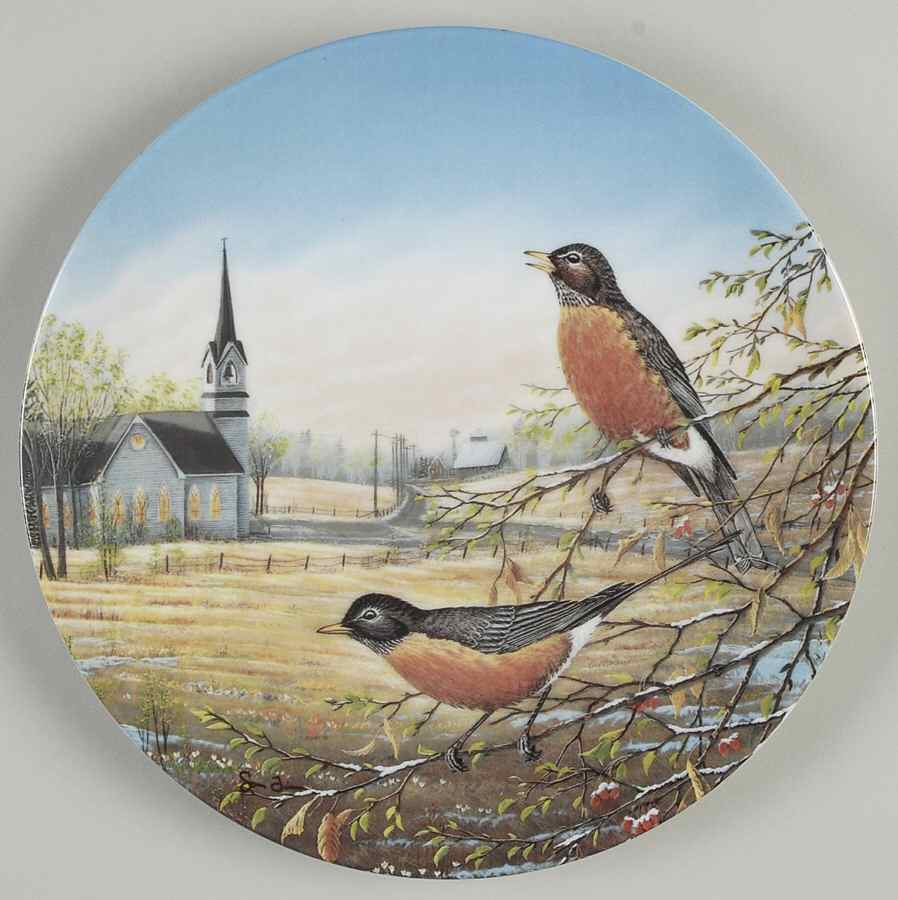 Birds of The Seasons Robins In Early Spring - Boxed by Edwin Knowles-1
