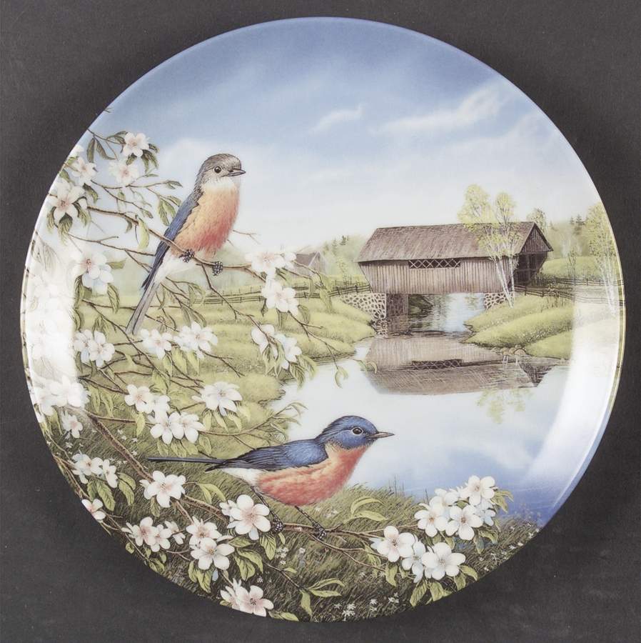 Birds of The Seasons Bluebirds In Spring - Boxed by Edwin Knowles-1