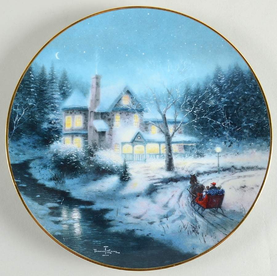 Yuletide Memories Moonlit Sleigh Ride - No Box by Edwin Knowles-1