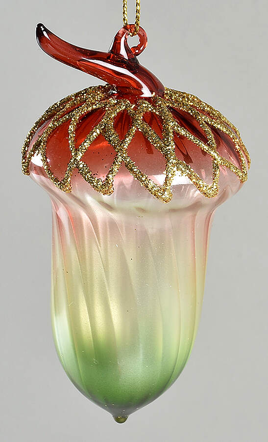 Kurt Adler Christmas Ornament Acorn-Red, Green With Gold Gliitter - No Box by Kurt Adler-1