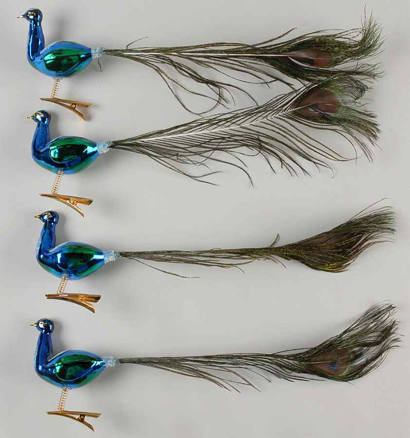 Kurt Adler Christmas Ornament Peacocks-Set Of 4 - Boxed by Kurt Adler-1