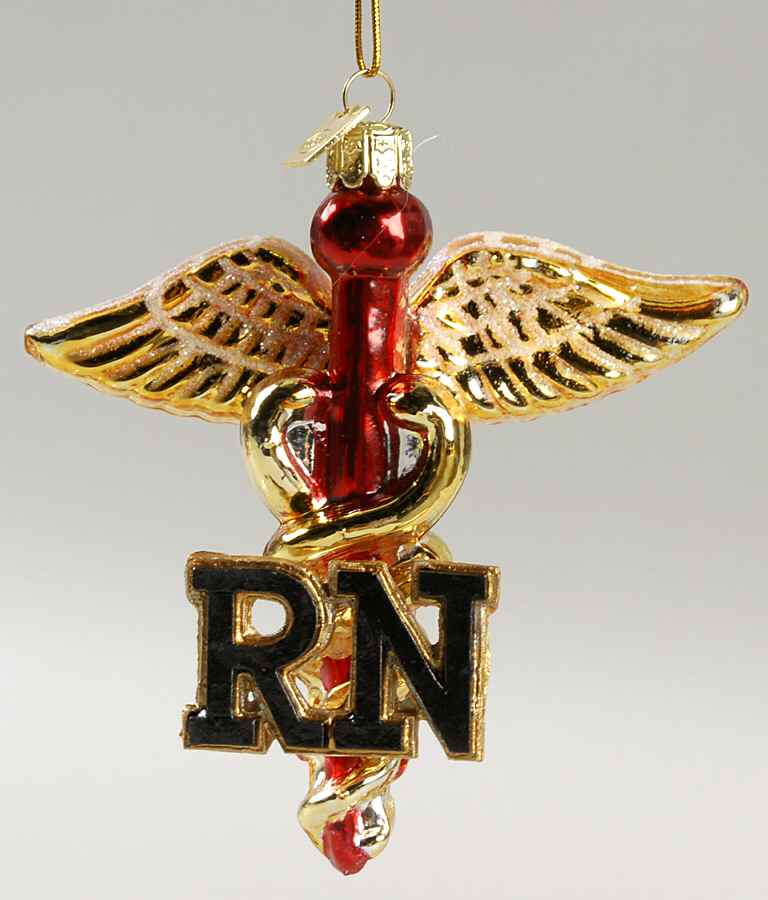 Kurt Adler Christmas Ornament Noble Gems Gls Nurse Cadeusceus - No Box by Kurt Adler-1