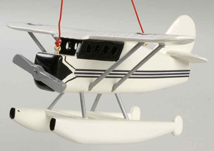Kurt Adler Christmas Ornament White Wooden Airplane - Boxed by Kurt Adler-1