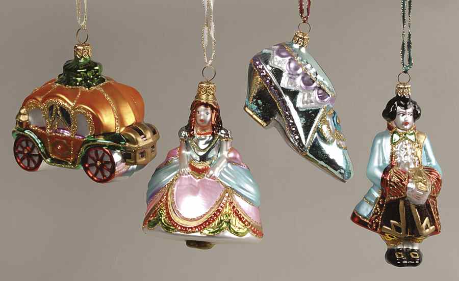 Cinderella-Polonaise Ornaments Cinderella-Set Of 4 In Wooden Box - Set Of 4 by Kurt Adler-1