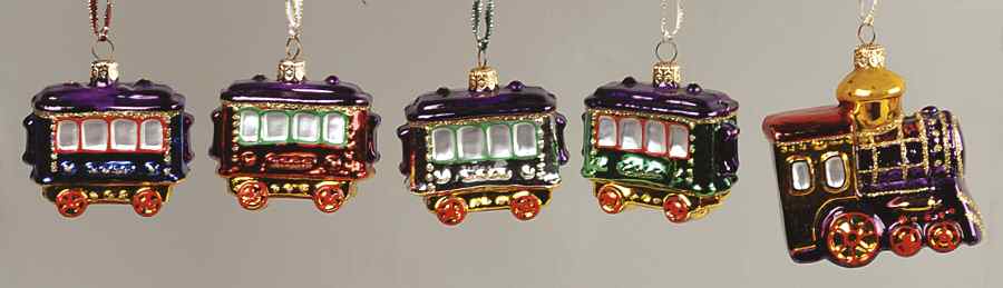 Kurt Adler Christmas Ornament Train Ornament-Set Of 5 Boxed - Boxed by Kurt Adler-1