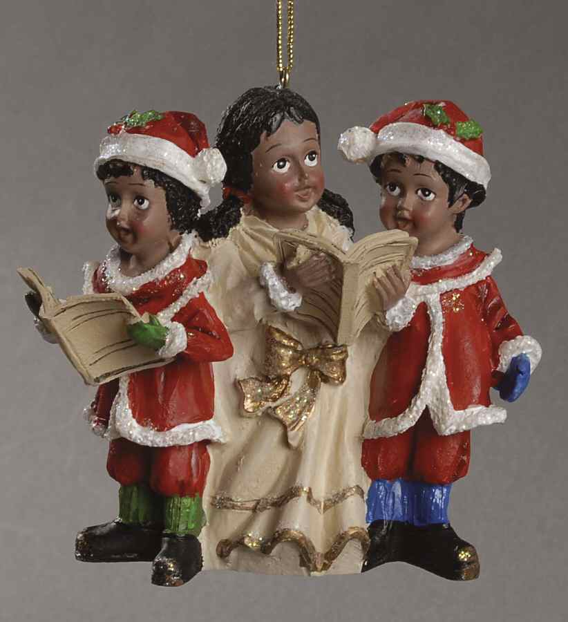 Kurt Adler Christmas Ornament 2 Boys & Girl Singing-African American - No Box by Kurt Adler-1