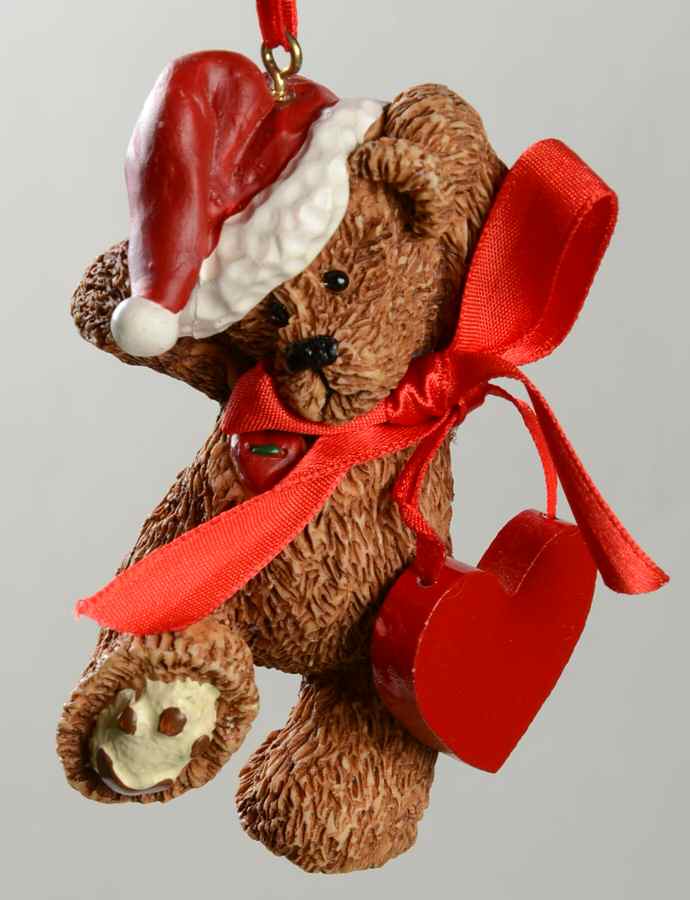 Kurt Adler Christmas Ornament Teddy With Heart On String - No Box by Kurt Adler-1