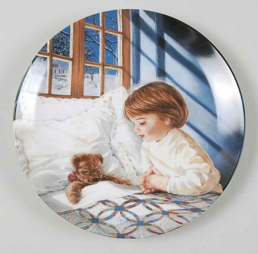 Sweetness and Grace Plates God Bless Teddy - With Box by Edwin Knowles-1