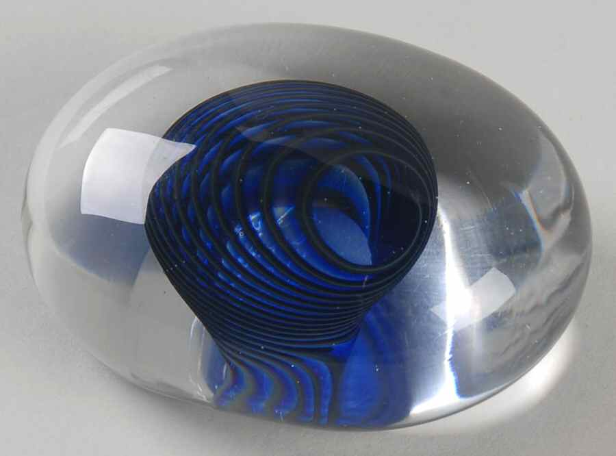 Kosta Boda Figurines Oval Paperweight With Blue Center - Boxed by Kosta-Boda-1