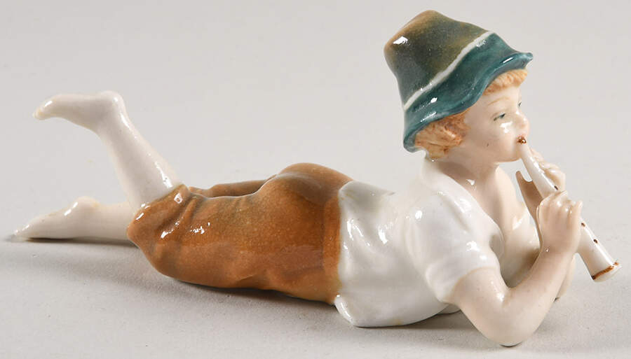 Karl Ens Figurine Boy Playing A Flute - No Box by Karl Ens-1