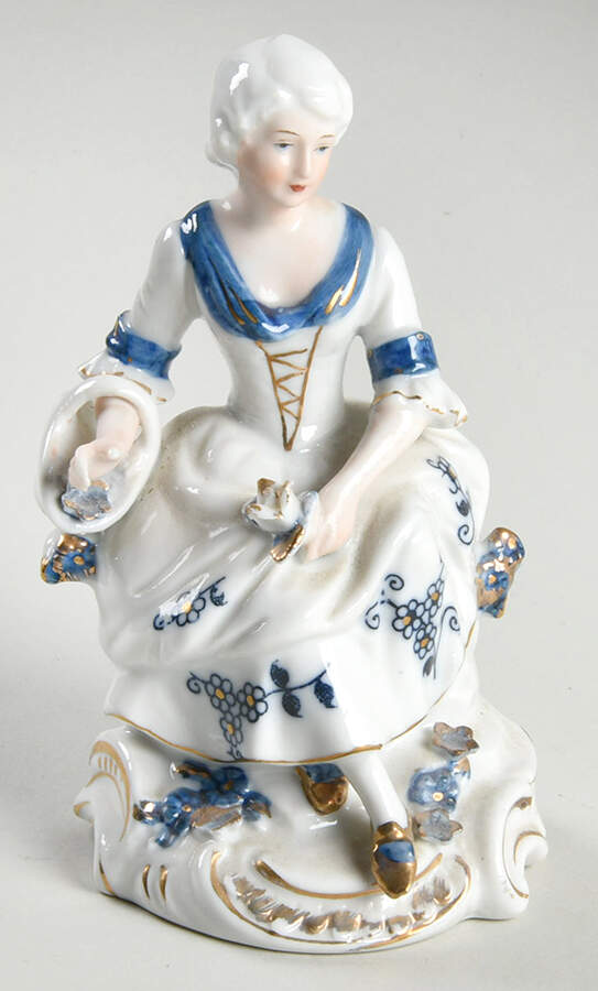 KPM Figurines Woman With Basket & Flower - No Box by KPM-1
