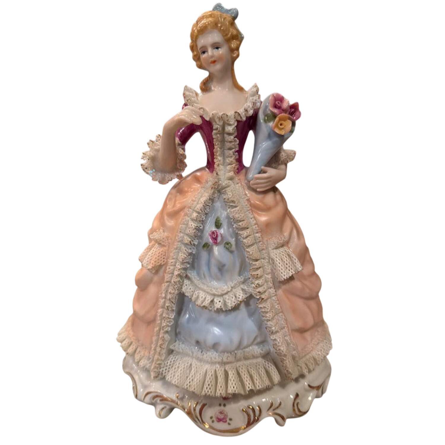 KPM Figurines Lady Holding Rose Bouquet - No Box 42 by KPM-1