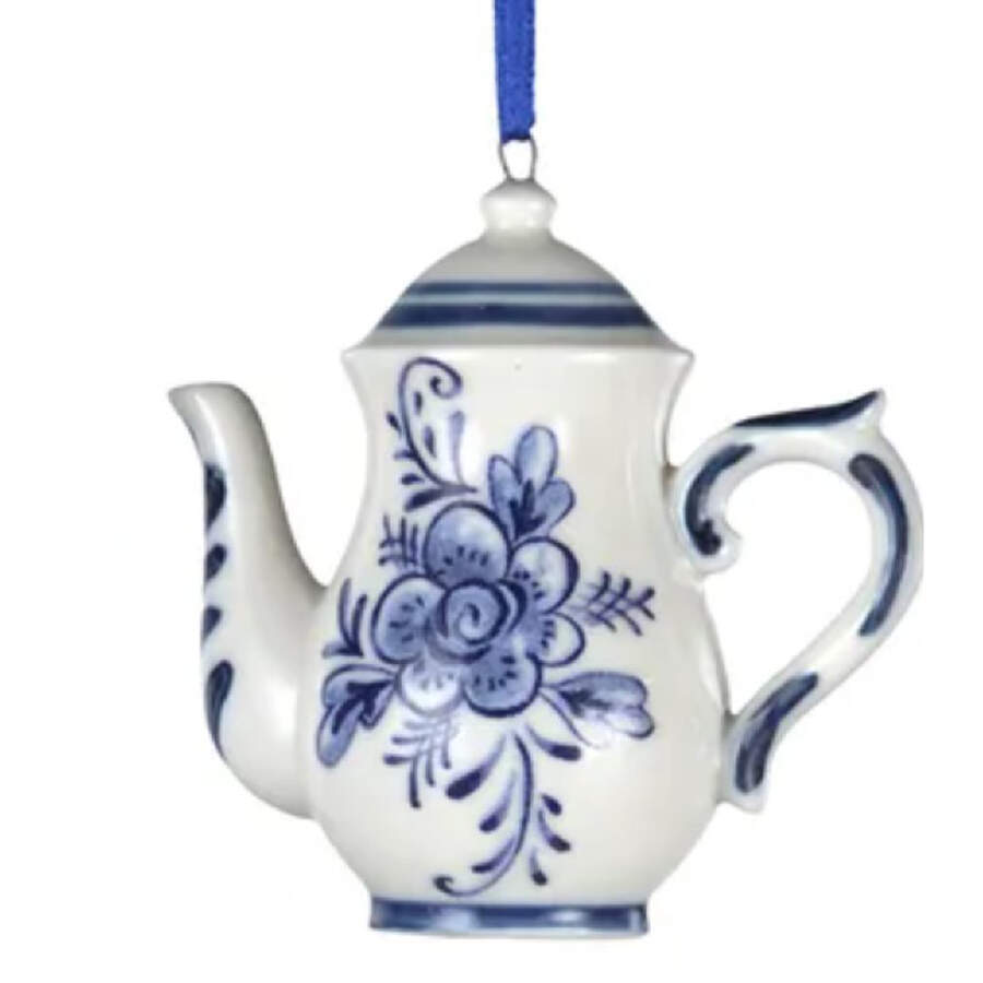 China & Lace - Delft Blue Teapot A - No Box by Kurt Adler-1