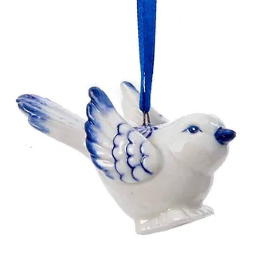 China & Lace - Delft Blue Bird Flying - No Box by Kurt Adler-1