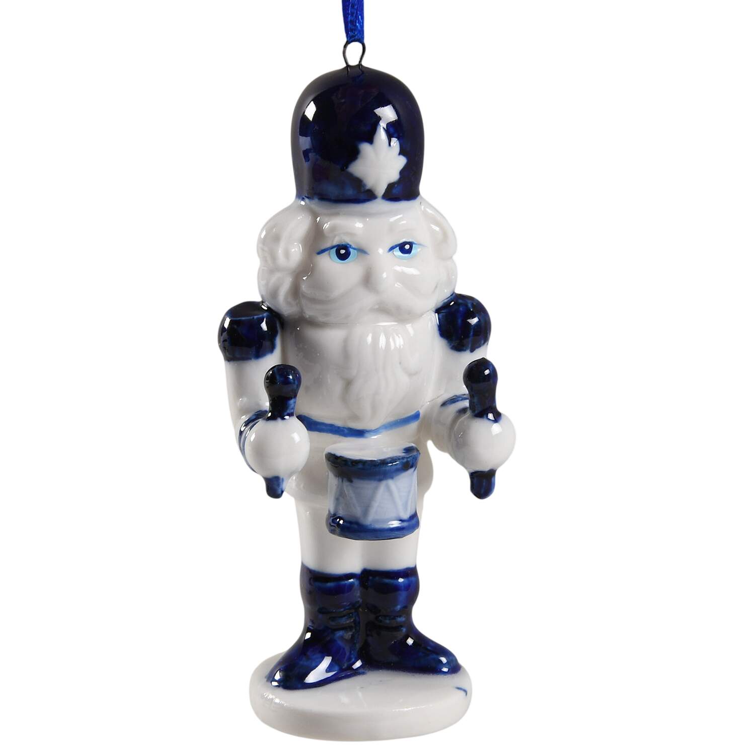 China & Lace - Delft Blue Nutckracker With Drum - No Box 52a by Kurt Adler-1