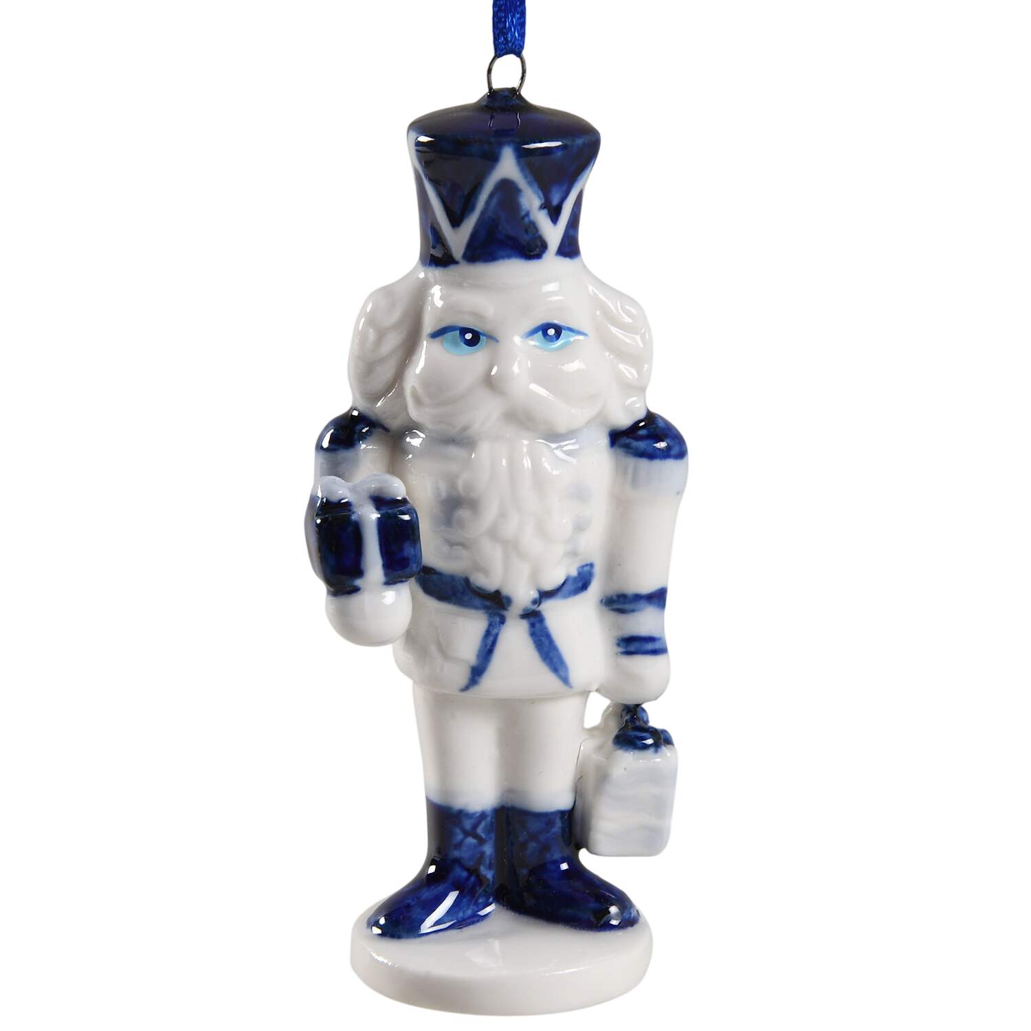 China & Lace - Delft Blue Nutckracker With Gifts - No Box by Kurt Adler-1