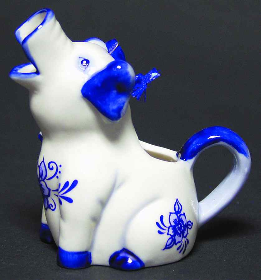 China & Lace - Delft Blue Pig Creamer Ornament - No Box by Kurt Adler-1