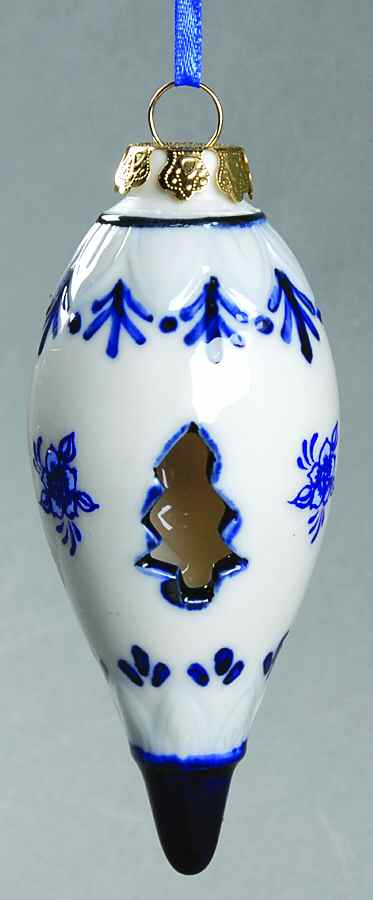 China & Lace - Delft Blue Finial Ornament - No Box by Kurt Adler-1