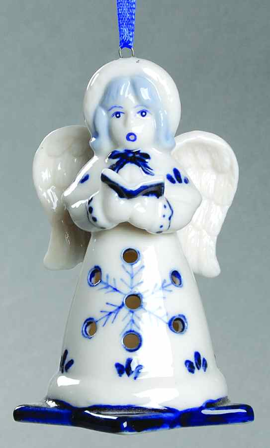 China & Lace - Delft Blue Angel With Book - No Box by Kurt Adler-1