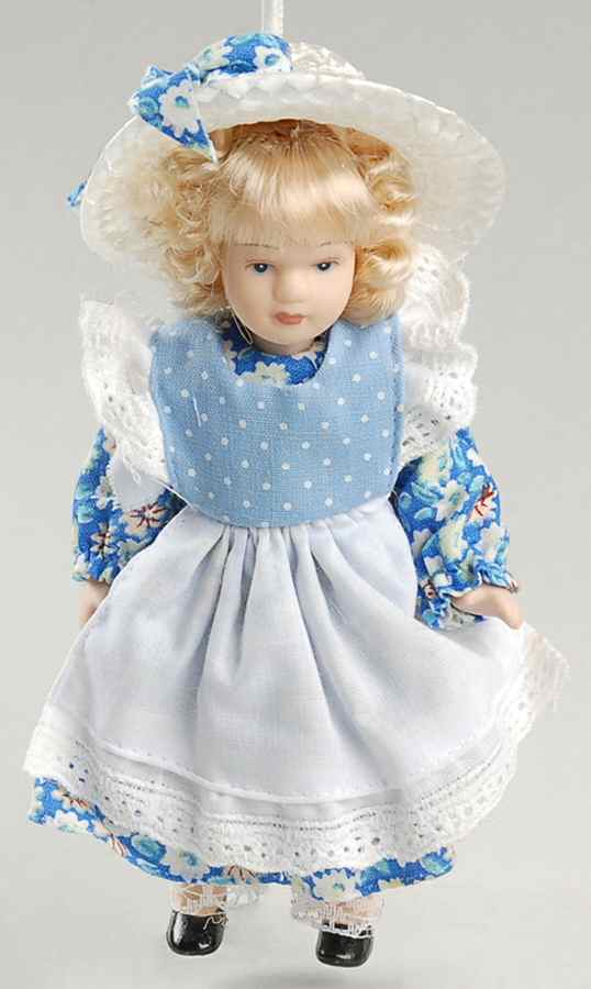 China & Lace - Delft Blue Doll Ornament-Blonde - Boxed by Kurt Adler-1