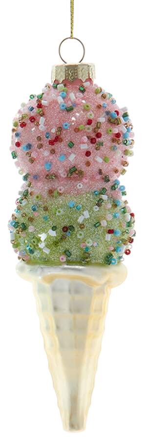 Sweet Shoppe Pink & Green Ice Cream Cone - No Box by Kurt Adler-1