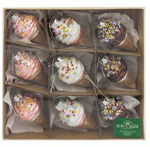 Sweet Shoppe Mini Ice Cream Cones-Set Of 9 - Boxed by Kurt Adler-1
