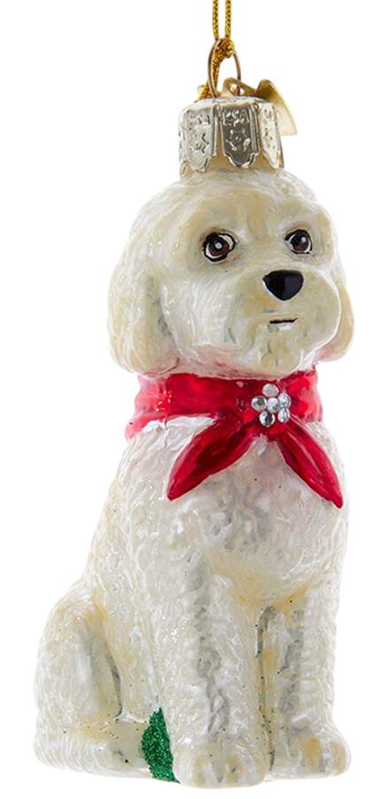 Pet Parade (Bown Glass) Labradoodle With Scarf - No Box 159 by Kurt Adler-1