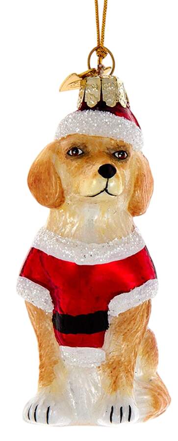 Pet Parade (Bown Glass) Golden Retreiver In Santa Suit - No Box by Kurt Adler-1