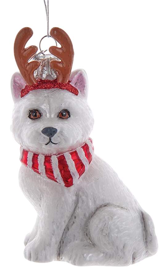 Pet Parade (Bown Glass) West Highland Terrier With Antlers - No Box by Kurt Adler-1
