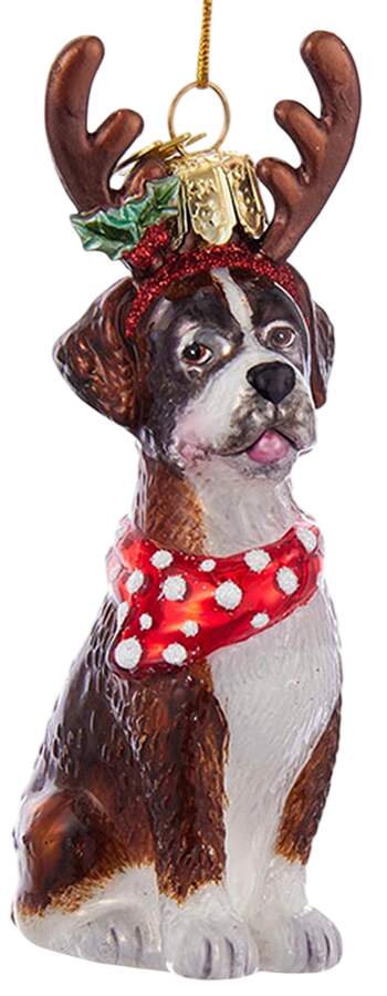 Pet Parade (Bown Glass) Boxer With Antlers - No Box by Kurt Adler-1