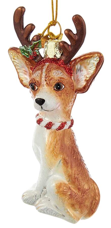 Pet Parade (Bown Glass) Chihuahua With Antlers - No Box by Kurt Adler-1