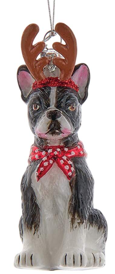 Pet Parade (Bown Glass) Boston Terrier With Antlers - No Box by Kurt Adler-1