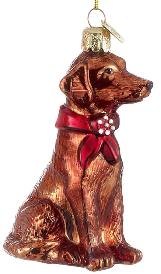 Pet Parade (Bown Glass) Chocolate Lab With Scarf - No Box by Kurt Adler-1