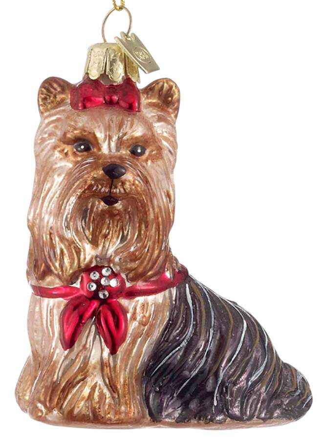 Pet Parade (Bown Glass) Yorkshire Terrier With Scarf - No Box by Kurt Adler-1