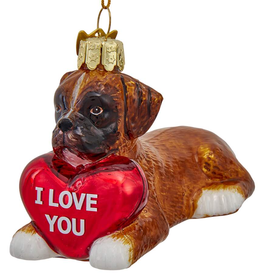 Pet Parade (Bown Glass) Boxer With Heart - No Box by Kurt Adler-1