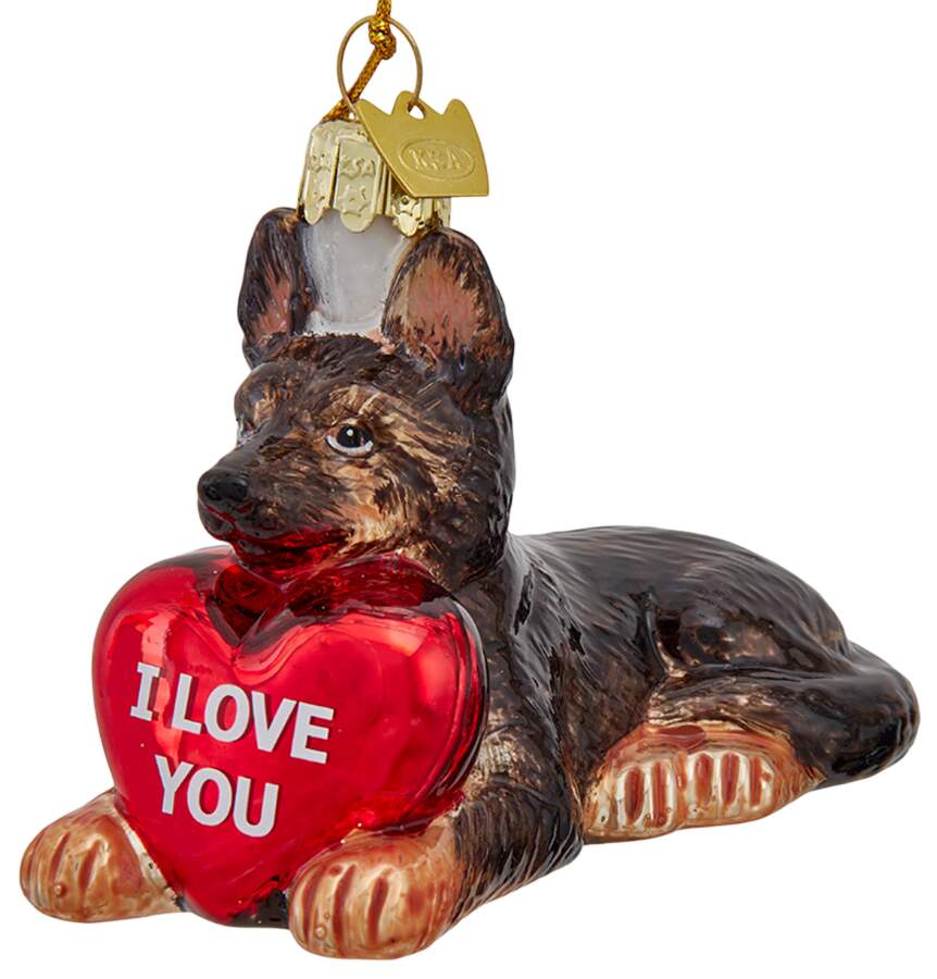 Pet Parade (Bown Glass) German Shepherd With Heart - No Box by Kurt Adler-1