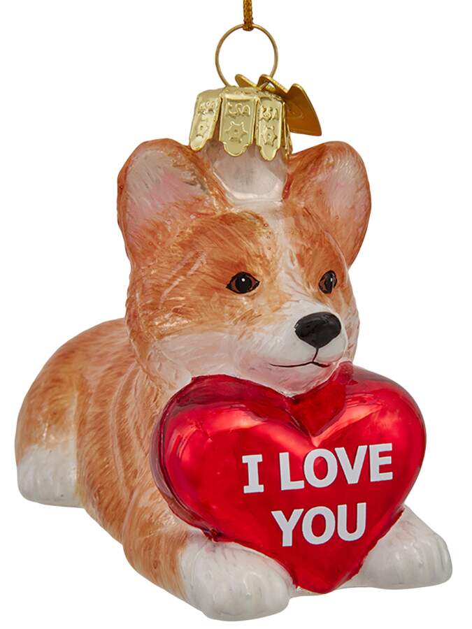 Pet Parade (Bown Glass) Corgi With Heart - No Box by Kurt Adler-1