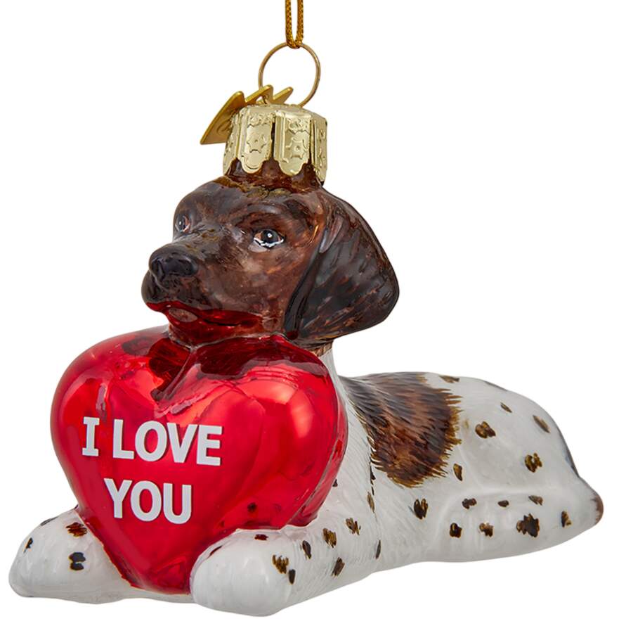 Pet Parade (Bown Glass) German Pointer With Heart - No Box by Kurt Adler-1