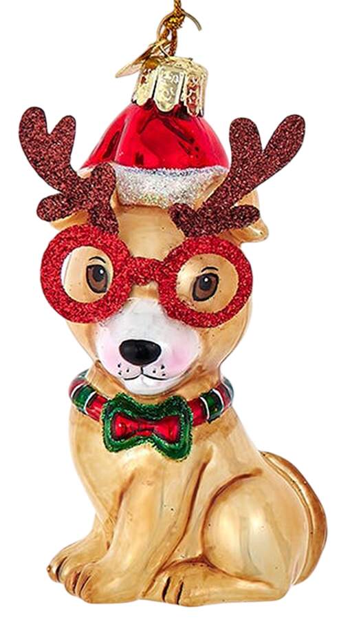 Pet Parade (Bown Glass) Dog With Reindeer Glasses - No Box Nb170a by Kurt Adler-1